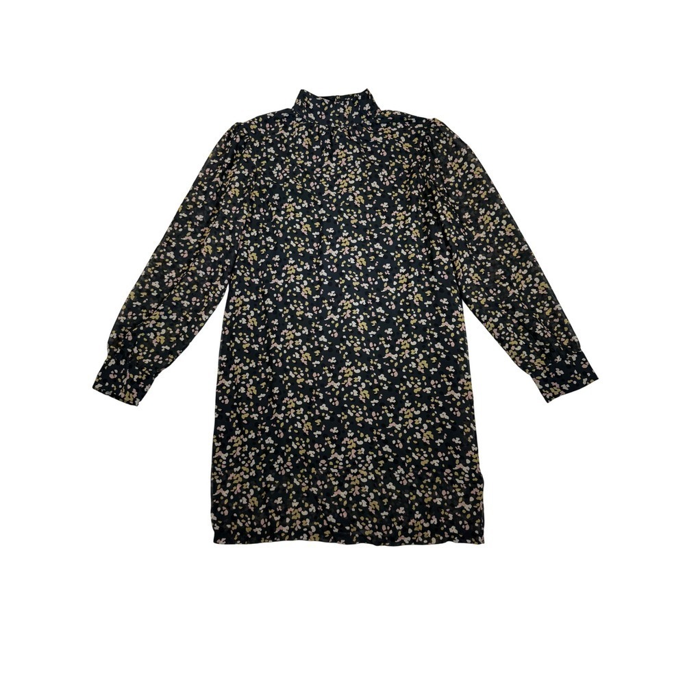 Kendall + Kylie Womens Floral Chiffon Mock Neck Back Cutout Mini Dress Size 4/6